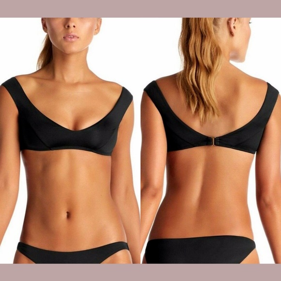 NEW Vitamin A Off Shoulder Capri Bikini Top in Black [SZ Small‎ S/6] - Picture 1 of 12